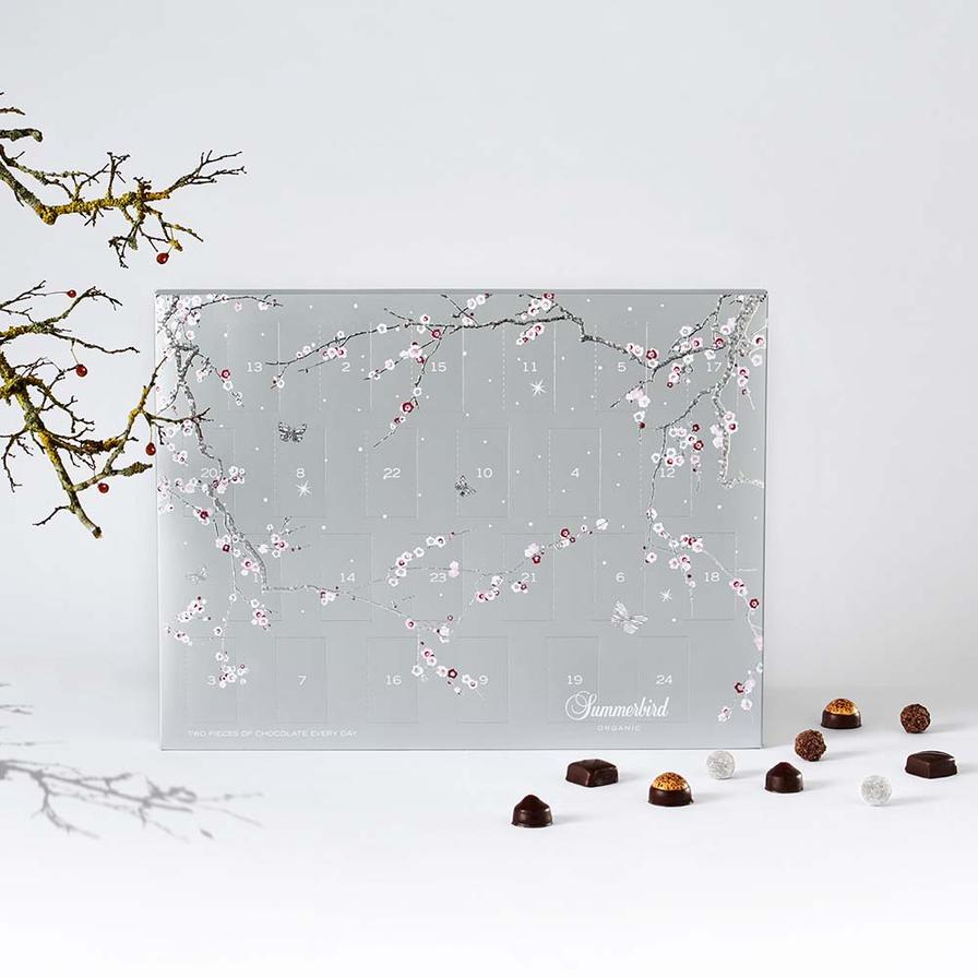 Sølv julekalender med Summerbird chokolade
