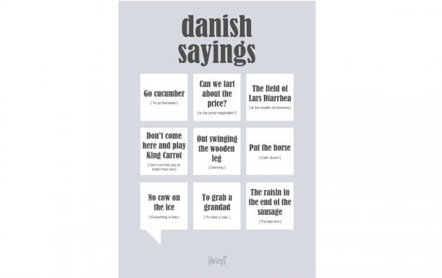 Plakat med sjove “danish sayings”