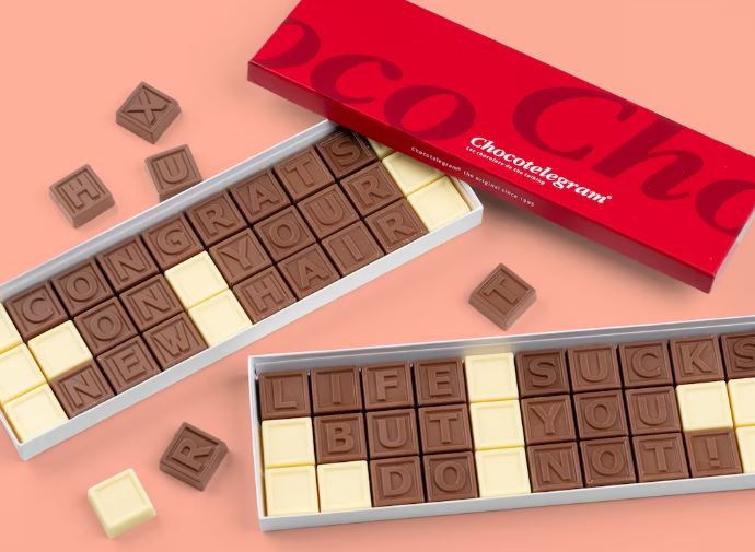 Personlig chokolade med tekst