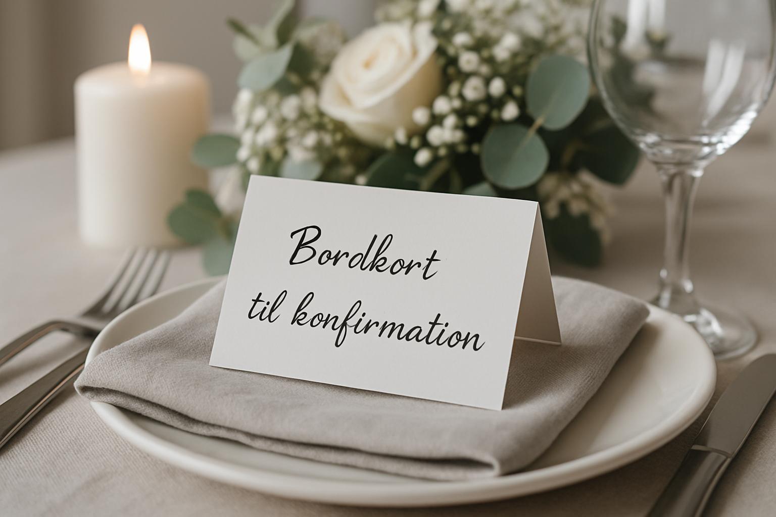 Bordkort til konfirmation