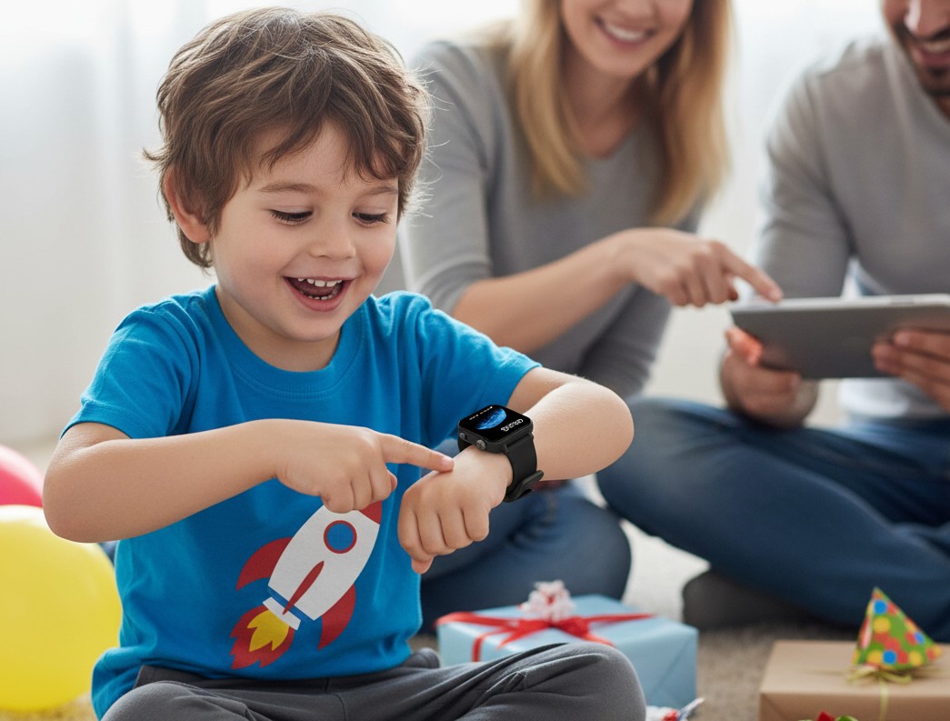 5 årig dreng modtager Kidsbuddy smartwatch i gave