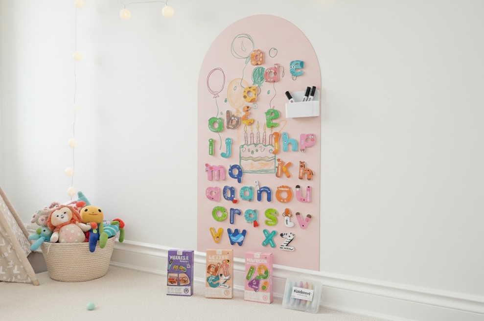 Kidsboard magnettavle med tuscher, magneter og tilbehør