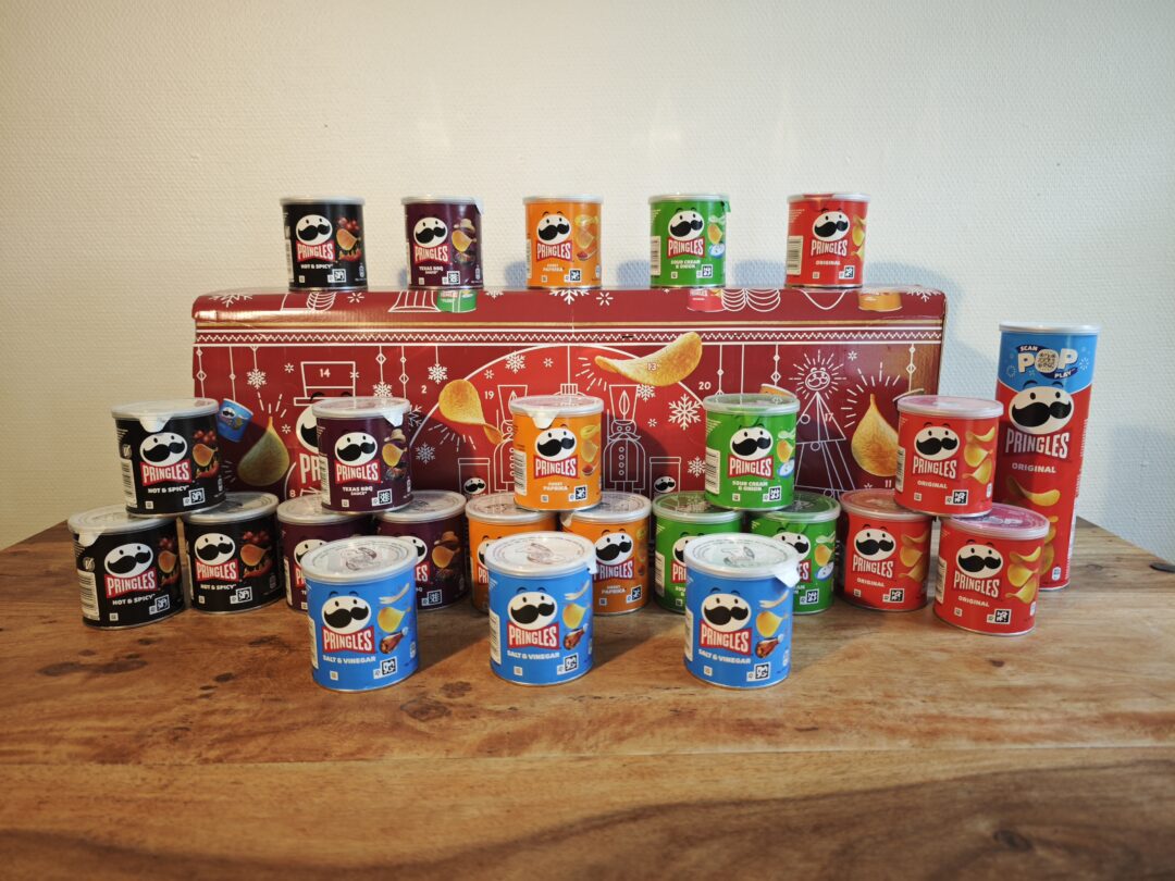 Pringles julekalender med alle varianterne